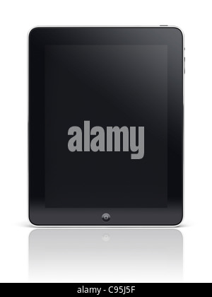 Apple iPad tablet with clear screen isolated with clipping path on white background. High quality photo. Stock Photo
