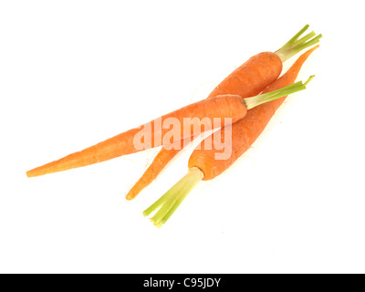 Fresh Healthy Organic Raw Uncooked Sweet Baby Carrots Against A White Background With A Clipping Path And No People Stock Photo