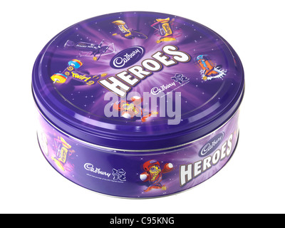 Box of Assorted Cadbury Heroes Chocolates Confectionery Isolated Against A White Background With A Clipping Path And No People