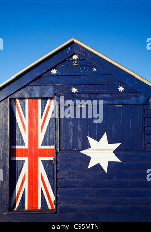 Iconic Australian beach hut at Brighton Beach in Melbourne, Victoria, Australia Stock Photo