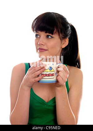 Young Woman Drinking Tea. Model Released Stock Photo