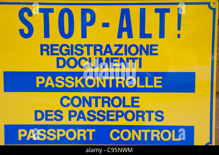Italy, Passport Control Sign Stock Photo