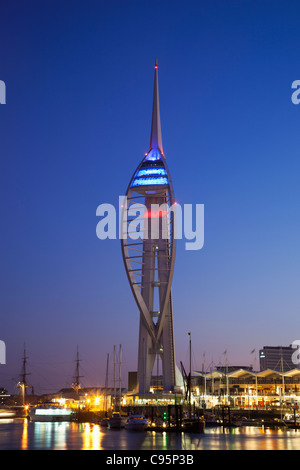 England, Hampshire, Portsmouth, Night View of Spinnaker Tower Stock Photo