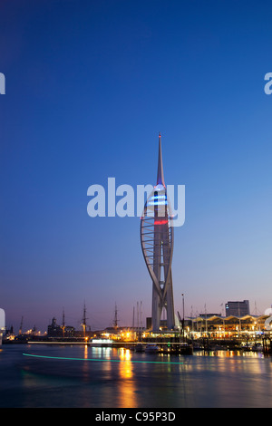 England, Hampshire, Portsmouth, Night View of Spinnaker Tower Stock Photo