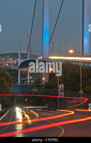 The Bosphorus Bridge, also called the First Bosphorus Bridge is one of the two bridges in Istanbul, Turkey. Stock Photo
