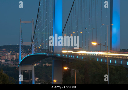 The Bosphorus Bridge, also called the First Bosphorus Bridge is one of the two bridges in Istanbul, Turkey. Stock Photo