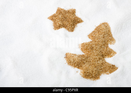 Christmas tree made of sugar crystals in the white sugar Stock Photo