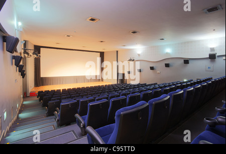 Cinema interior, empty seats, modern design. Stock Photo