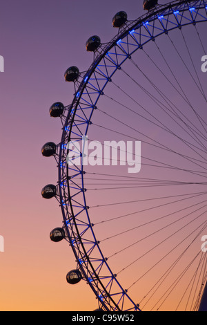 England,  London,  London Eye at Dawn Stock Photo