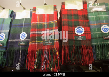 Scotland, Edinburgh, Scarf Display in the Tartan Weaving Mill Stock Photo