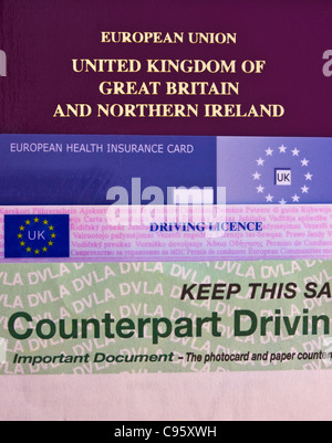 UK Driving Licence with European Union logo symbol flag ...