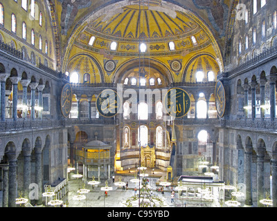 ISTANBUL, TURKEY. The interior of Hagia Sophia following extensive long-term restoration and repair work. 2011. Stock Photo