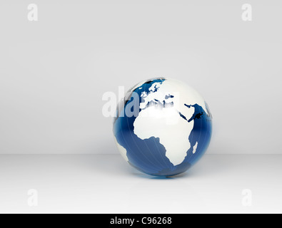 Blue glass world globe Stock Photo