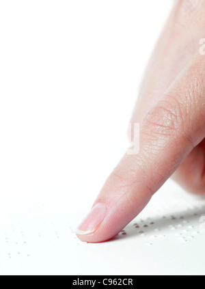 Braille reading. Stock Photo