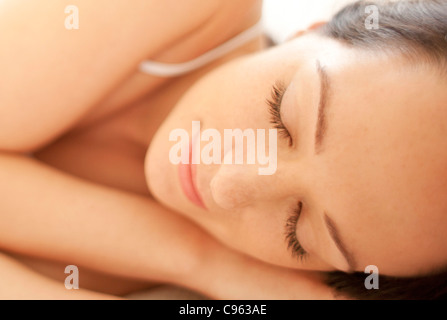 Woman sleeping close-up. Stock Photo