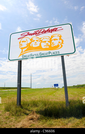 South Dakota welcome sign on I interstate 90 Stock Photo