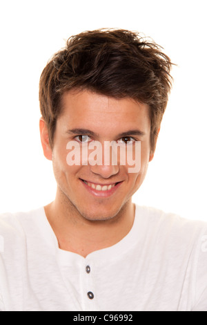 Young, nice man, friendly smile. Portrait on a white background Stock Photo