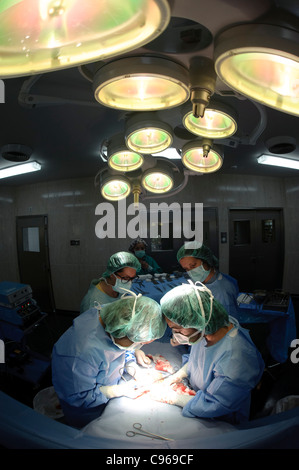 Doctors performing gynecological surgery in operating room Stock Photo ...