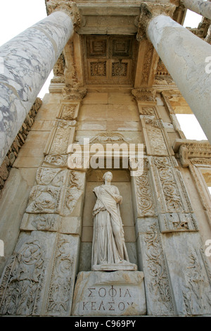 Statue at the Library of Celsus, Ephesus, Turkey Stock Photo