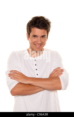 Young, nice man, friendly smile. Portrait on a white background Stock Photo