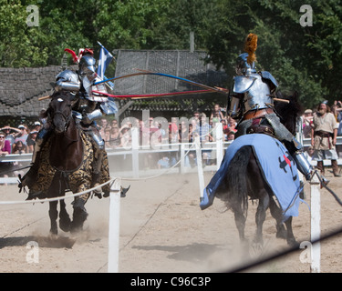 Shane Adams vs. Charlie Andrews in the jousting arena of the Ohio Renaissance Festival in 2010. Stock Photo