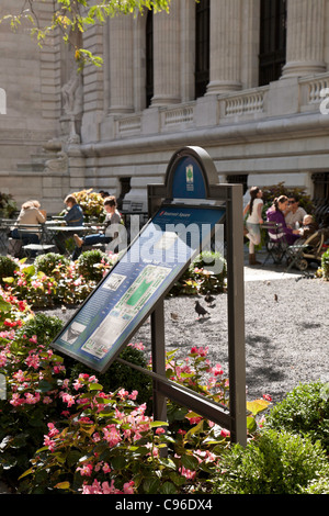 Historical Information Sign, New York Public Library, NYC Stock Photo