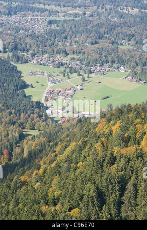 Autumn Landscape in the German Alps with Villages Stock Photo