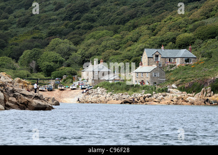 Penberth Cove; Cornwall; UK; taken from a boat Stock Photo