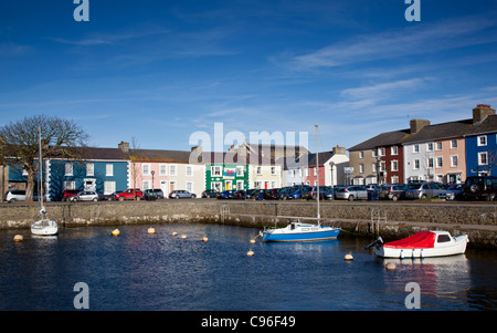 Colourful cottages at Aberaeron Harbour, Aberaeron, Ceredigion, Wales Stock Photo