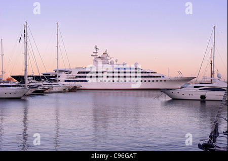 Luxury Yacht LADY MOURA, marina, Palma de Majorca, Majorca, Balearic Islands, Spain, Europe Stock Photo