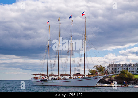 Master schooner tour boat at Bar Harbor, on Mt. Desert Island, Maine. Stock Photo