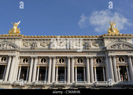 Place De L'Opera, Palais Garnier located on Avenue D'Opera in Paris, is located in a square known as the Hub of the Universe Stock Photo