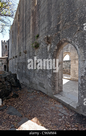 Ruins of the Nossa Senhora da Pena Church (aka Santa Maria da Pena), inside the Leiria Castle. Leiria, Portugal. Stock Photo
