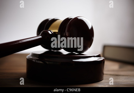 juridical concept with hammer and lawbook Stock Photo