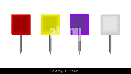 Vector realistic illustration of push pin collection Stock Photo - Alamy