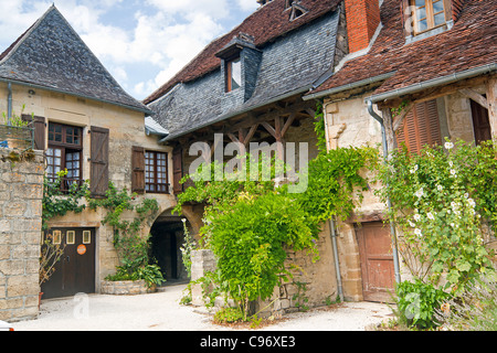 Freestone house in Saint-Robert a medieval village in the Correze, France Stock Photo