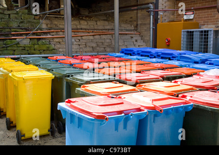Wheely waste and rubbish bins stored at an australian hospital Stock Photo