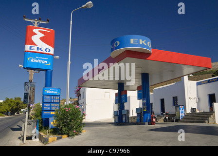 Greek Petrol Station, Paros, Greece Stock Photo