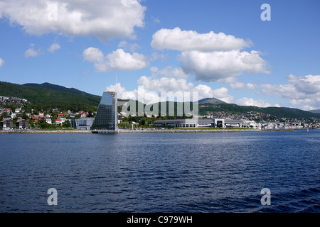 Molde, Møre og Romsdal county, Norway view from the ferry showing Rica Seilet hotel Stock Photo