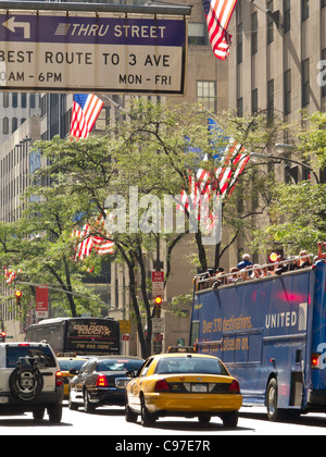 Taxi, Traffic,Tour Bus, Fifth Avenue, NYC Stock Photo