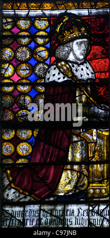 King Edward IV, Royal Window, Northwest Transept,  medieval stained glass, Canterbury Cathedral, Kent, England, UK, Stock Photo