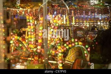 All the lights and colours of Loughborough street fair. The center of the town becomes one massive street fair every November. Stock Photo