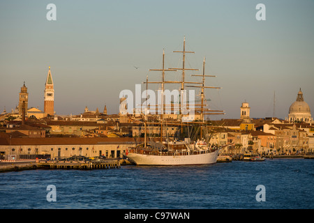 Sailing cruiseship Sea Cloud, Sea Cloud Cruises, on Canale della Giudecca, Venice, Veneto, Italy, Europe