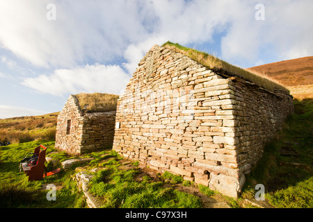 Cra'as Nest and old steading now turned into a museum, in Rackwick on the isle of Hoy, Orkney, Scotland, UK. Stock Photo