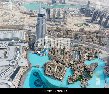 View from the observation deck At the Top, Burj Khalifa, tallest building in the world, downtown Dubai, United Arab Emirates Stock Photo