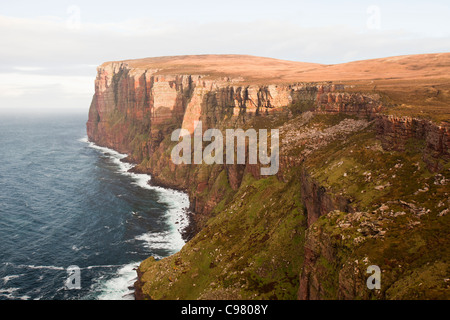 At 1100 feet tall St Johns Head on the north west coast of Hoy, Orkney, Scotland, UK are the tallest  sea cliffs in Britain Stock Photo