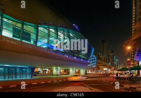 METRO station of the RTA, night shot, Downtown Dubai, Dubai, United Arab Emirates, Middle East Stock Photo