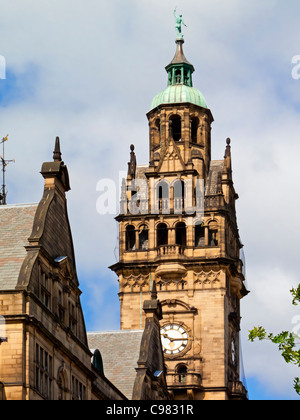 The Clock Tower of Sheffield Town Hall South Yorkshire England UK which houses the City Council designed by E W Mountford 1897 Stock Photo