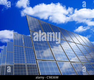 Solar panels under blue sky Stock Photo