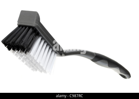 Black white and grey nylon bristle pot cleaning brush Stock Photo
